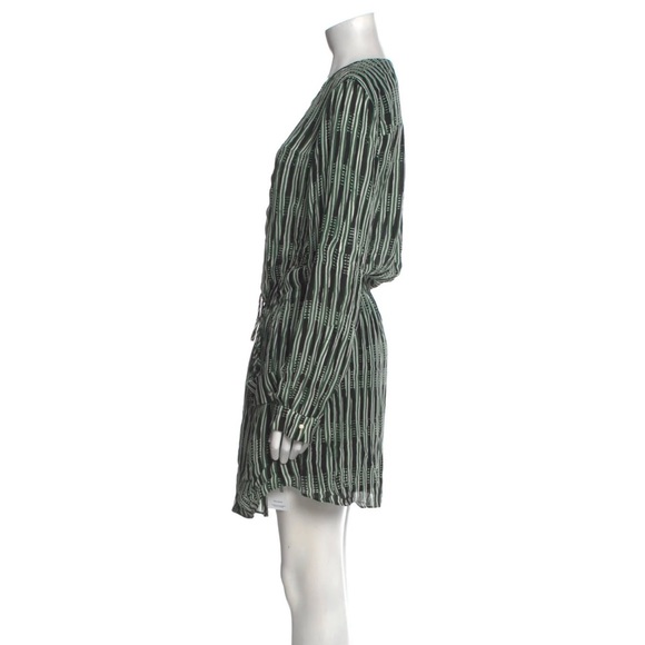 A.L.C. Striped Silk Mini Dress M Green Black - Picture 5 of 13